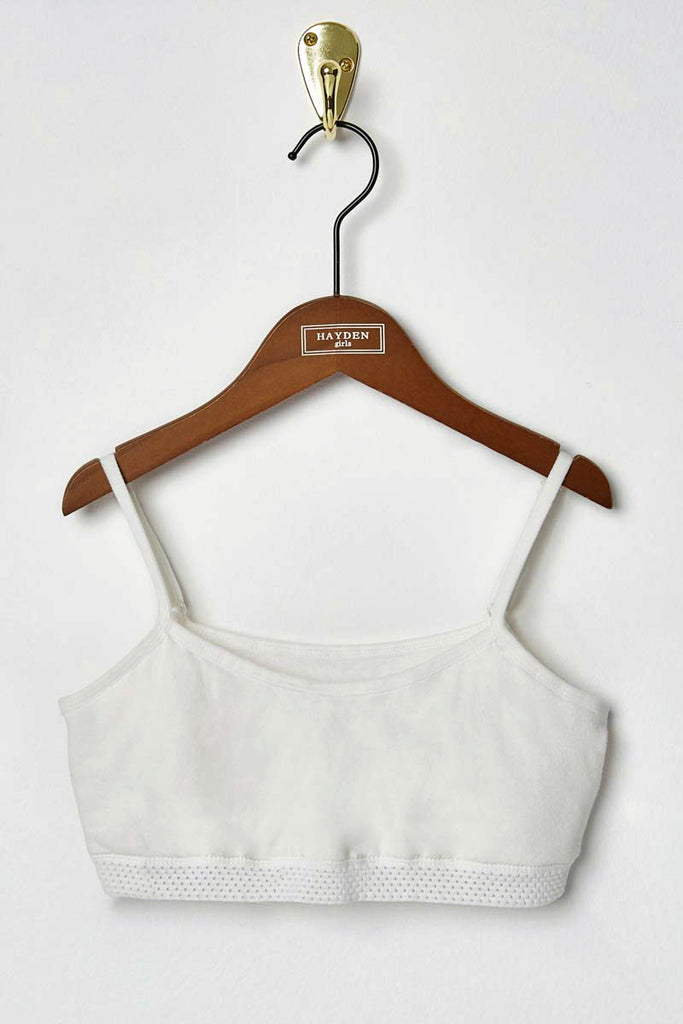 BG1003 OFF WHITE Mesh Band Bralette Front Flat