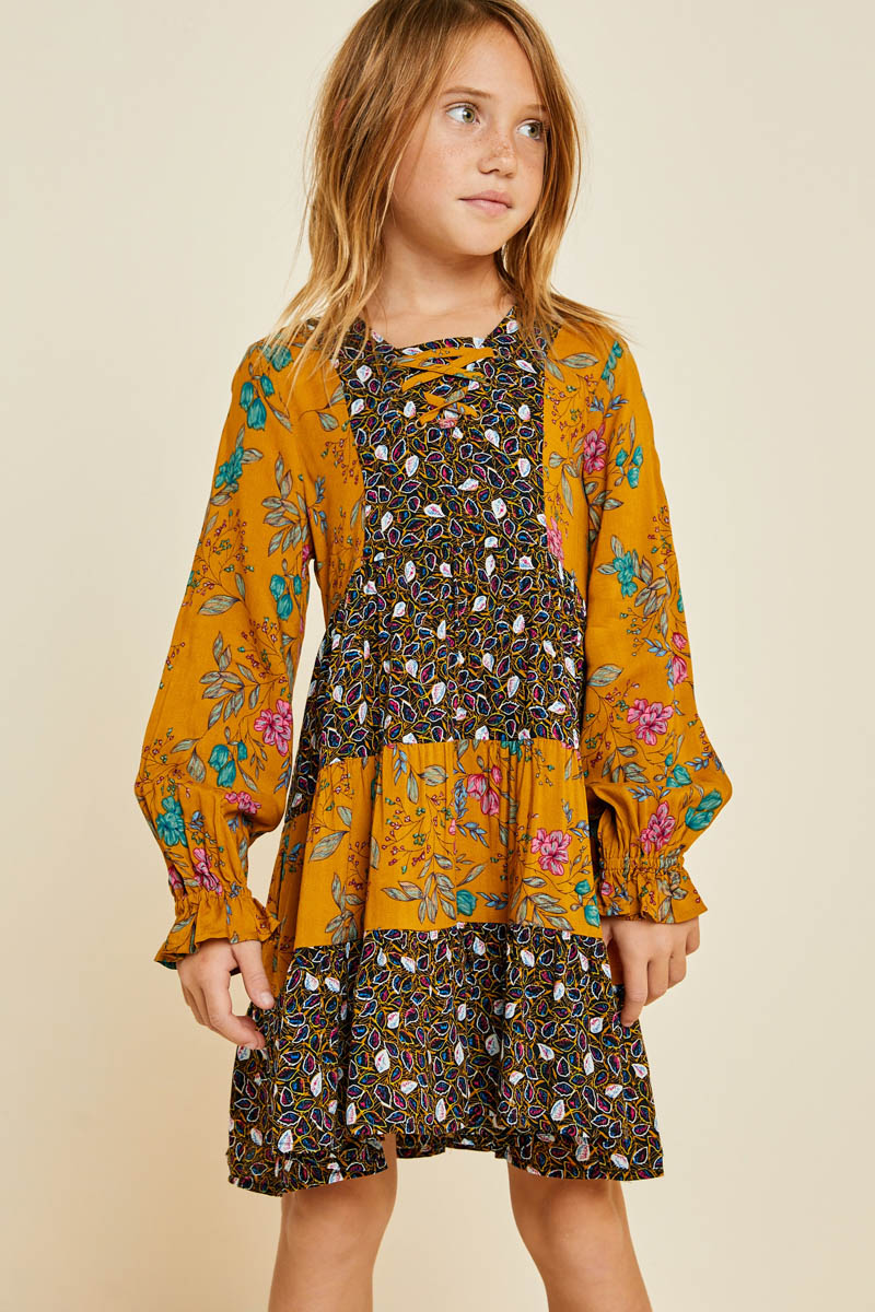 mini peasant dress Girls' Floral Mini Peasant Dress