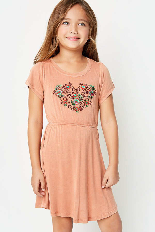 G3773 Sunset Vintage Washed Embroidered Dress Front
