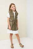 G3810 Army Sleeveless Lace Vest Front 2