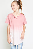 G3949 Pink Girls Two Toned Washed Top Front