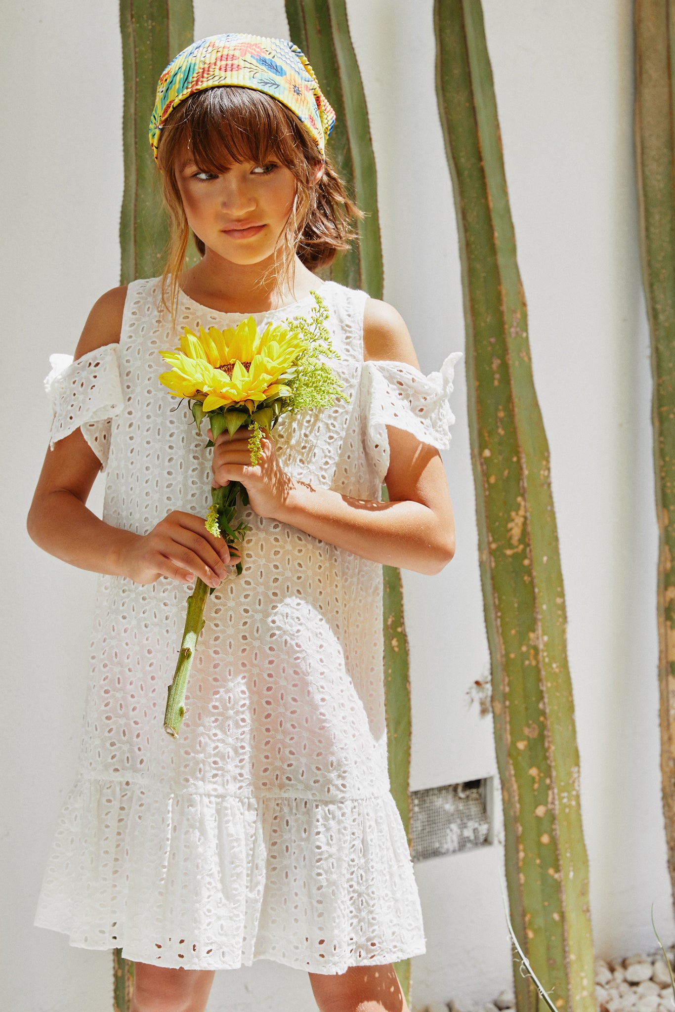 Eyelet Cold Shoulder Swing Dress |Cute Girls' Clothes – Hayden Girls
