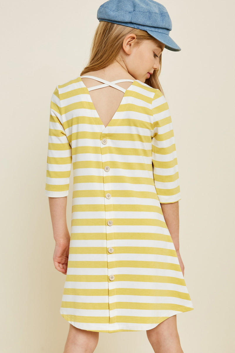 G4472-HONEY Button Down Cross-Back Mini Dress Back