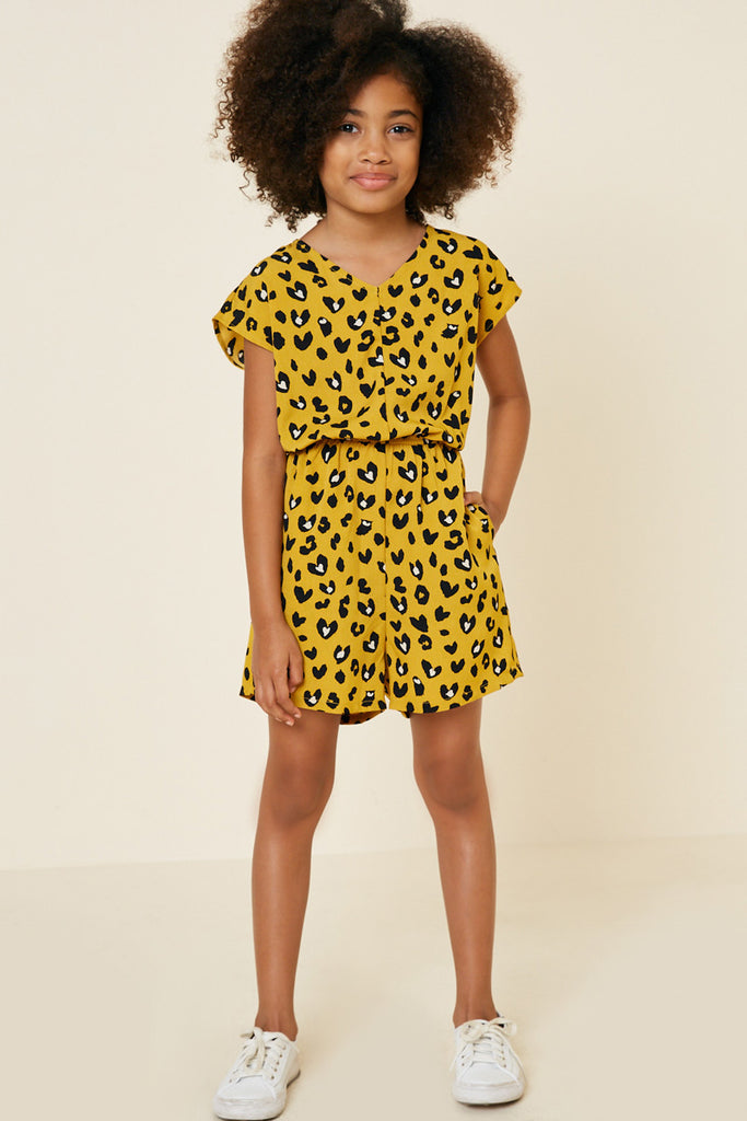 G4572-MUSTARD Leopard Pocket Romper Back Detail