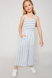 G6152 DUSTY BLUE Striped Palazzo Jumper Front