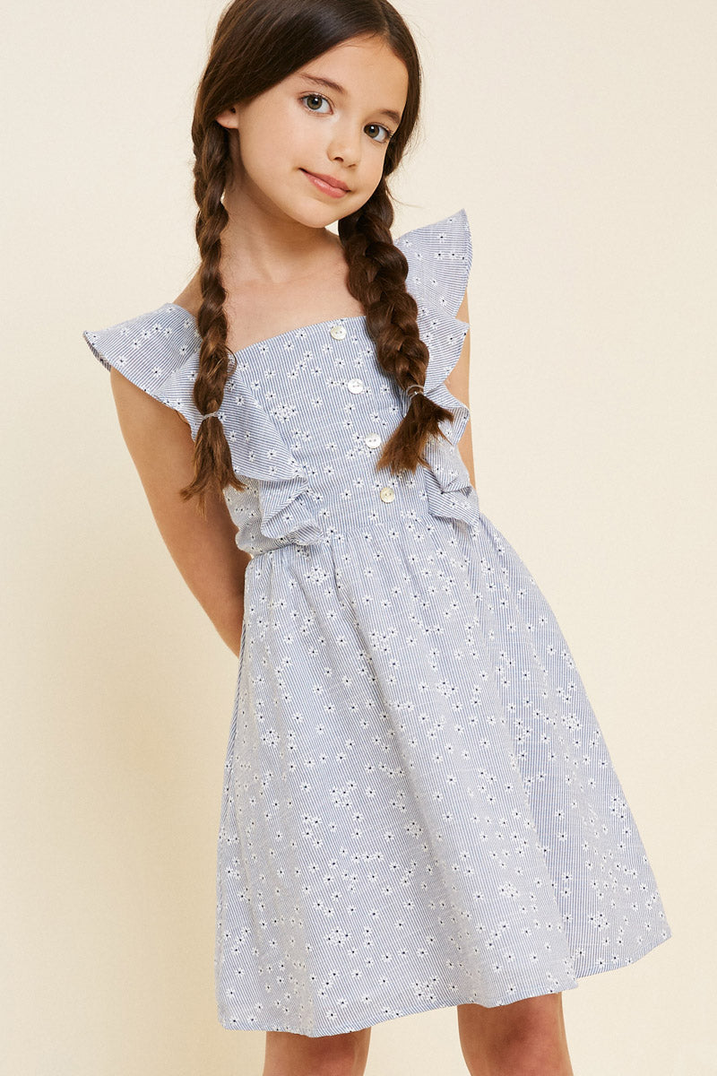 knee length dresses for ladies Embroidered Stripe Floral Spring Dresses for Girls – Hayden Girls