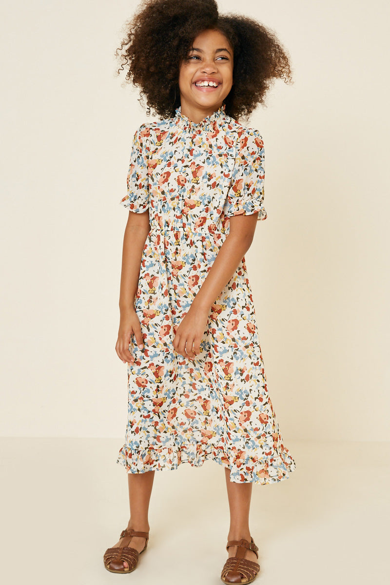 Girls' Floral Mock Neck Long Dresses Off White Mix *Girl's Dresses Midi Dresses Hayden Girls Girls' Floral Mock Neck Long Dresses Off White Mix *Girl's Dresses Midi Dresses Hayden Girls