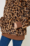 G8077 Leopard Girls Leopard Faux Fur Hoodie Detail