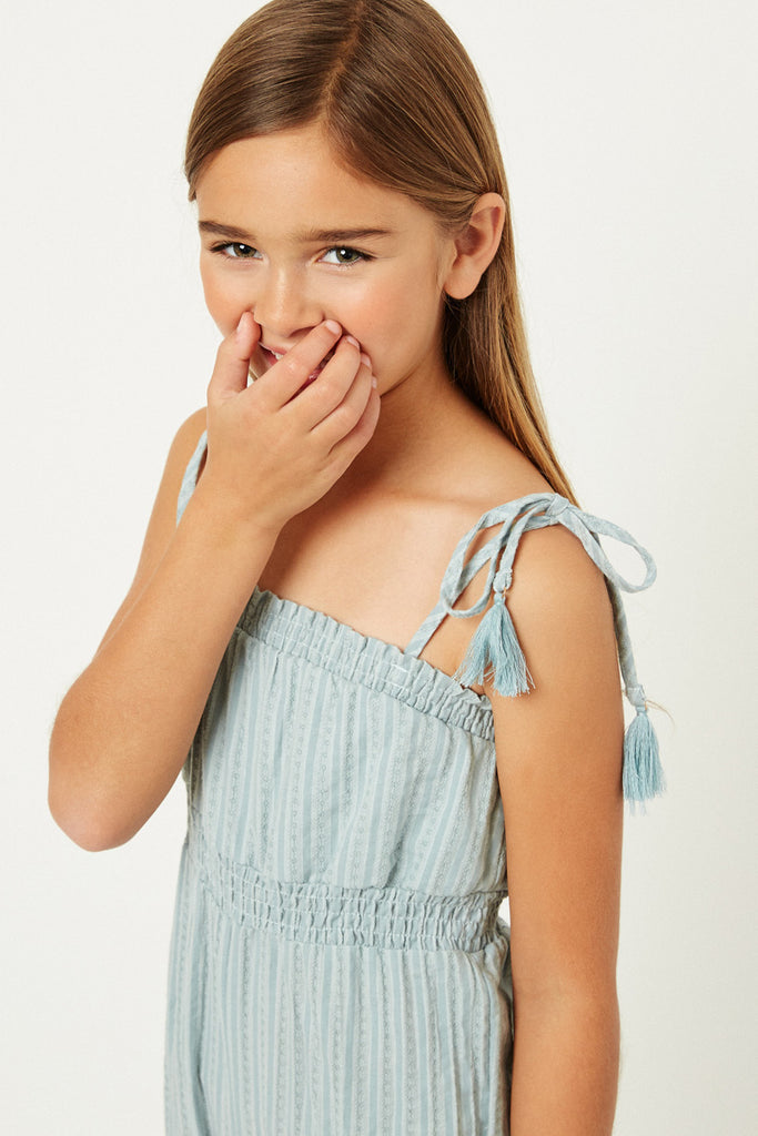 G9247-MINT Dobby Smock Waist Jumper Alternate Angle