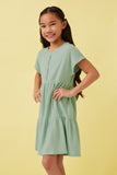 GDN4698 MINT Girls Waffle Knit Button Detail Dress Side