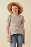 Ribbed Knit Textured Puff Sleeve Top