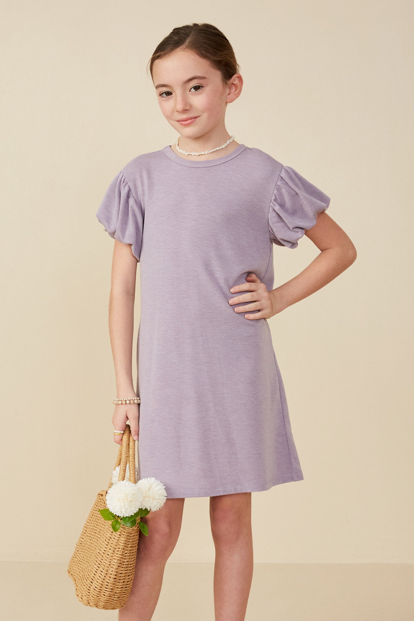 Girls Puff Sleeve Terry Knit Dress | Cute Girls' Clothes Lilac / S Lilac Girl's Dresses Mini Dresses Hayden Girls Girls Puff Sleeve Terry Knit Dress | Cute Girls' Clothes Lilac / S Lilac Girl's Dresses Mini Dresses Hayden Girls