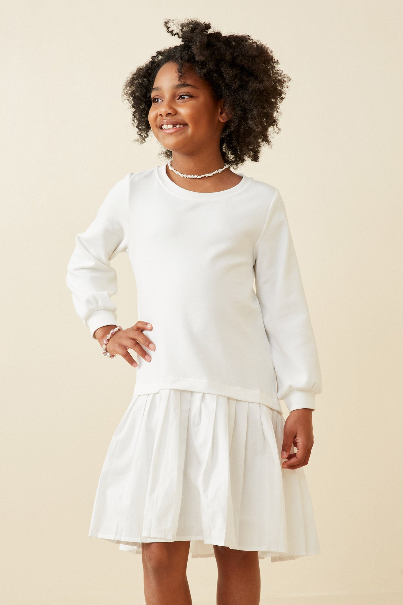 Girls Pleated Long Sleeve Dress | Cute Girls' Clothes Off White / XL Off White *girl's Dresses Midi Dresses Hayden Girls Girls Pleated Long Sleeve Dress | Cute Girls' Clothes Off White / XL Off White *girl's Dresses Midi Dresses Hayden Girls