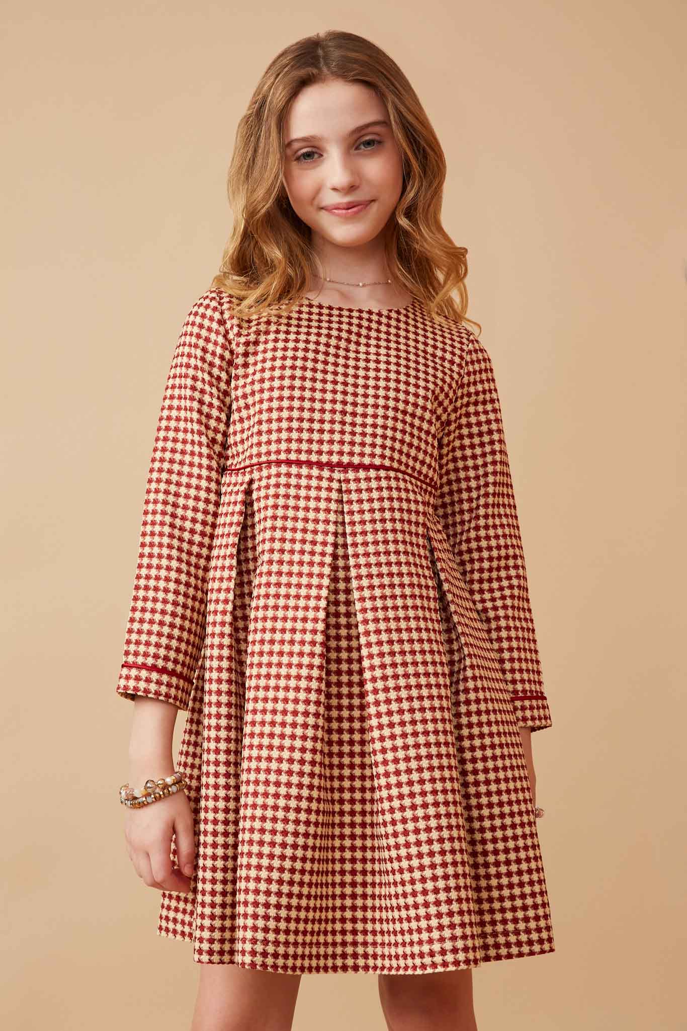 Girls Houndstooth Casual Dresses