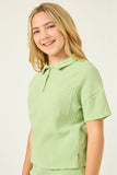 GN4068 SAGE Girls Textured Pocket Collared Shirt Close Up