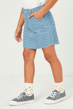 GN4379 Denim Girls Herringbone Textured Denim Skirt Side