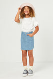 GN4379 Denim Girls Herringbone Textured Denim Skirt Full Body