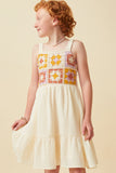 GN4627 IVORY Girls Multicolor Crochet Bodice Sleeveless Dress Side