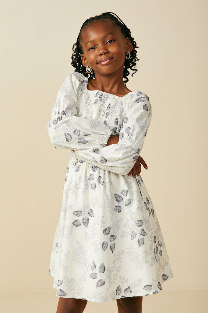 GS0077 Grey Girls Smithsonian Shin Bijutsukai Smocked Dress Front