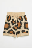 GY1166 Leopard Girls Knit Leopard Shorts Front Flat