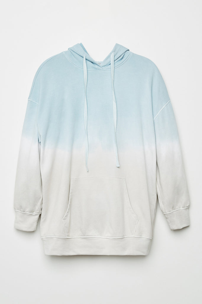GY1332 Sky Mix Girls Garment Dyed Oversized Hoodie Front Flat