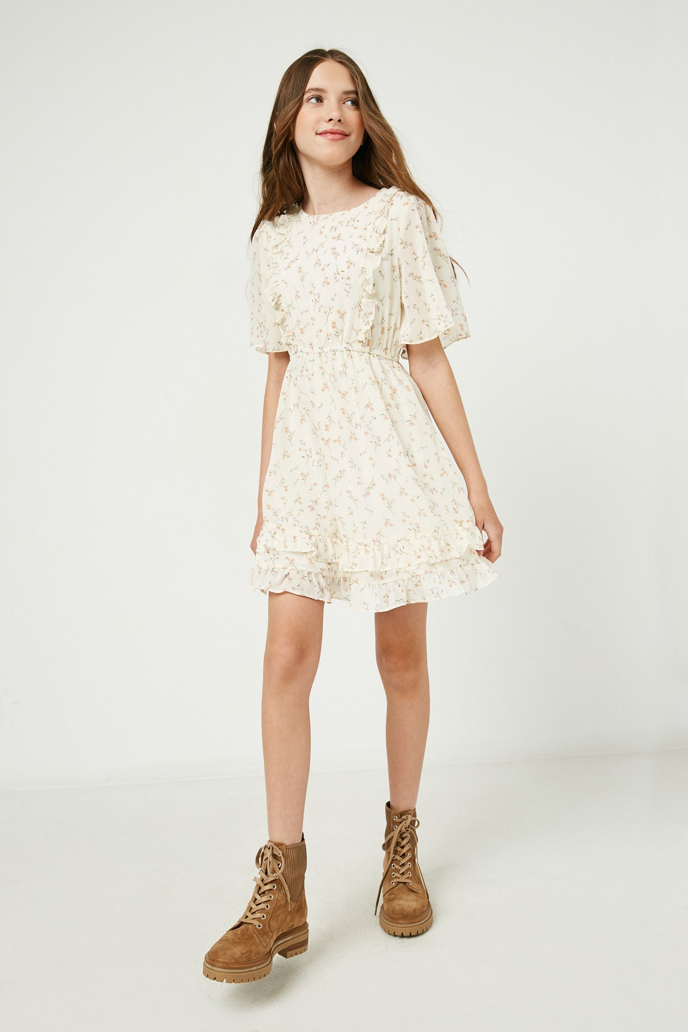 Girsl Ruffle Floral Dress