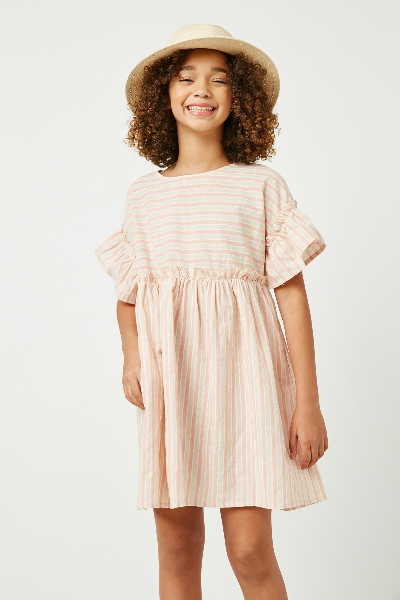 Girls Striped Mini Dresses | Cute Girls' Clothes Mauve / L Mauve Girl's Dresses Mini Dresses Hayden Girls