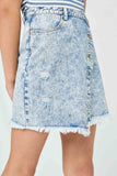 GY2663 Girls Distressed Asymmetric Wrap Denim Skirt Side