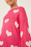 GY2739 Fuchsia Girls Knitted Heart Pullover Sweater Detail