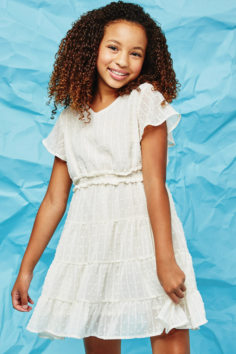 White Swiss Dot Dress for Girl| Cute Girls' Clothes Cream / XL Cream Girl's Dresses Mini Dresses Hayden Girls