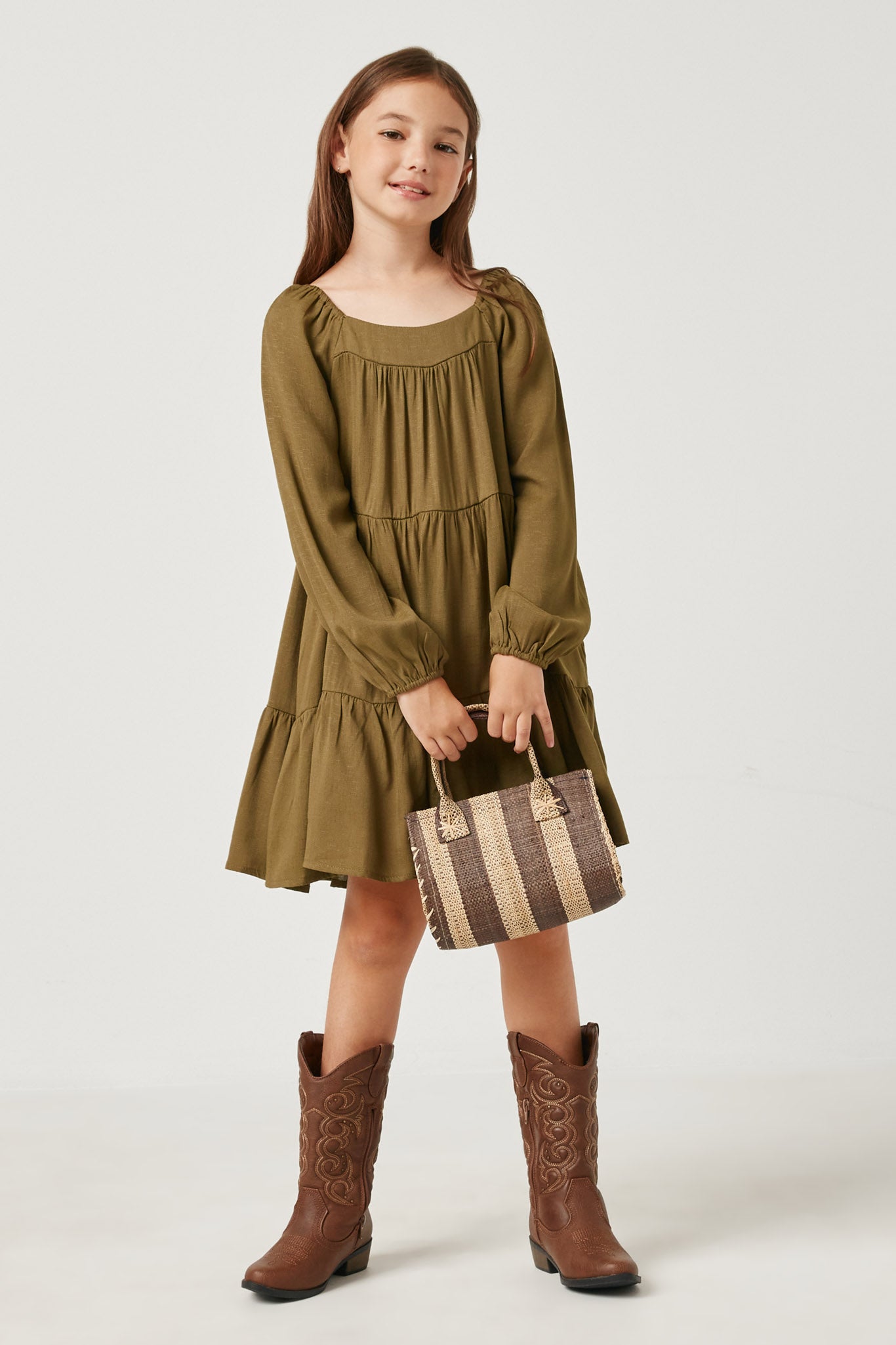 Girls Tiered Dress | Cute Girls' Clothes Olive / S Olive *Girl's Dresses Midi Dresses Hayden Girls Girls Tiered Dress | Cute Girls' Clothes Olive / S Olive *Girl's Dresses Midi Dresses Hayden Girls