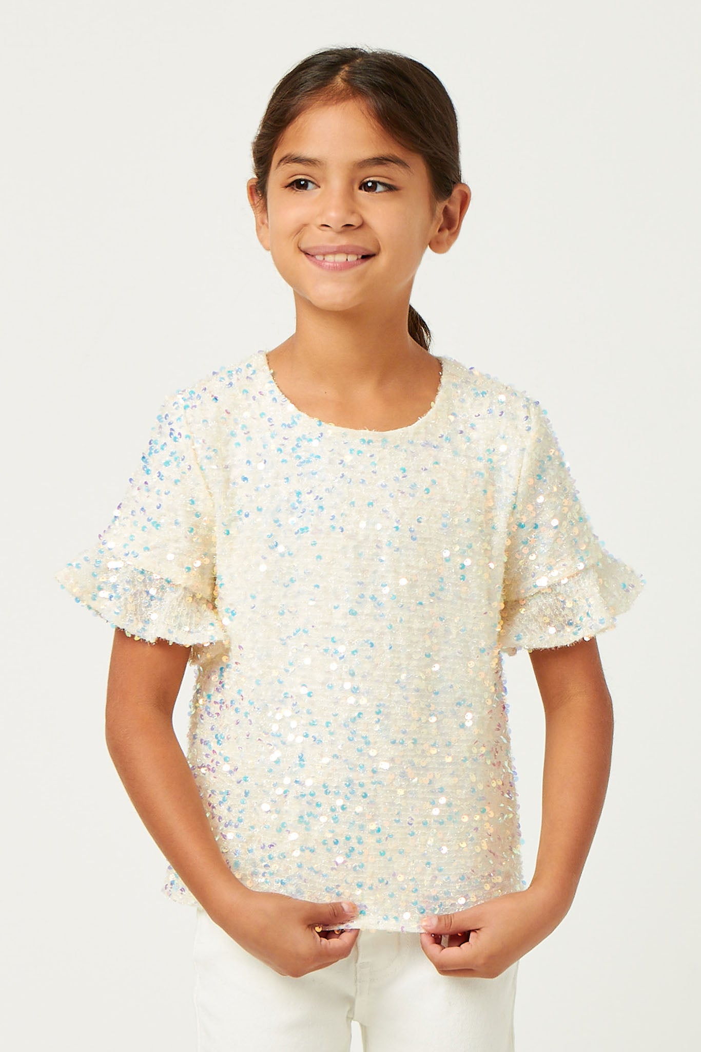 Girls Ruffle Sleeve Sequin Shirt Cute Girls' Clothes – Hayden Girls