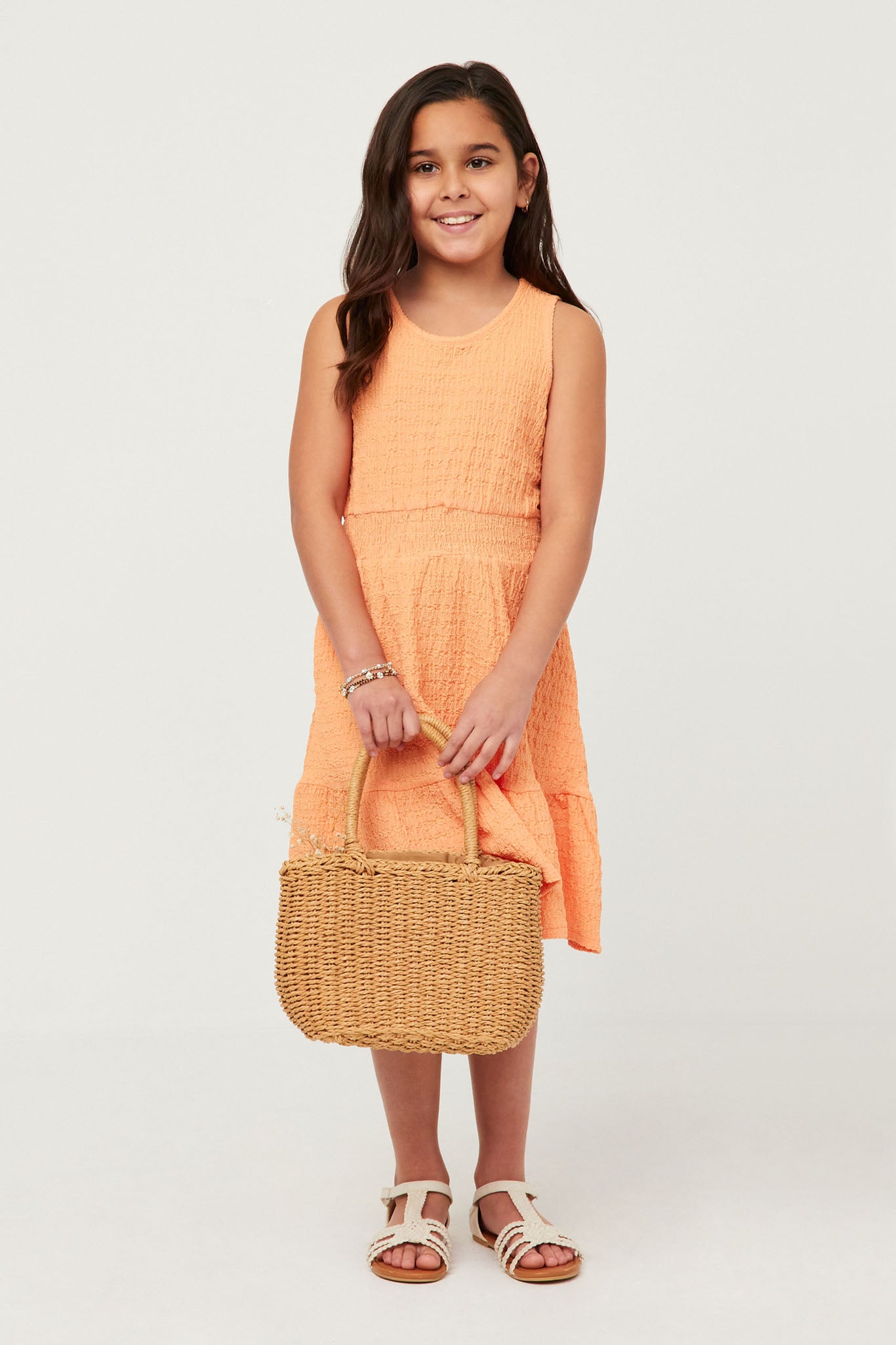 Girls Smocked Textured Dresses