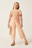 GY6151 Apricot Girls Floral Palazzo Jumper Full Body