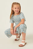 GY6151 Dusty Blue Girls Floral Palazzo Jumper Pose
