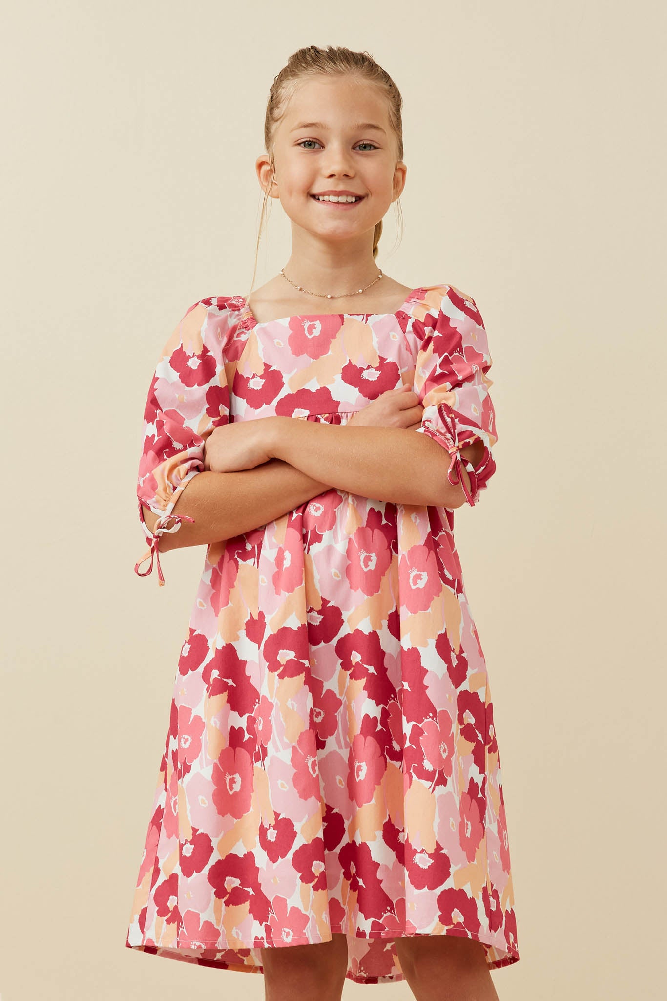 Girls Square Neck Long Sleeve Dresses
