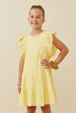 GY6456 Lemon Girls Shadow Texture Exaggerated Ruffle Dress Front