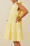 GY6456 Lemon Girls Shadow Texture Exaggerated Ruffle Dress Side