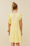GY6456 Lemon Girls Shadow Texture Exaggerated Ruffle Dress Back