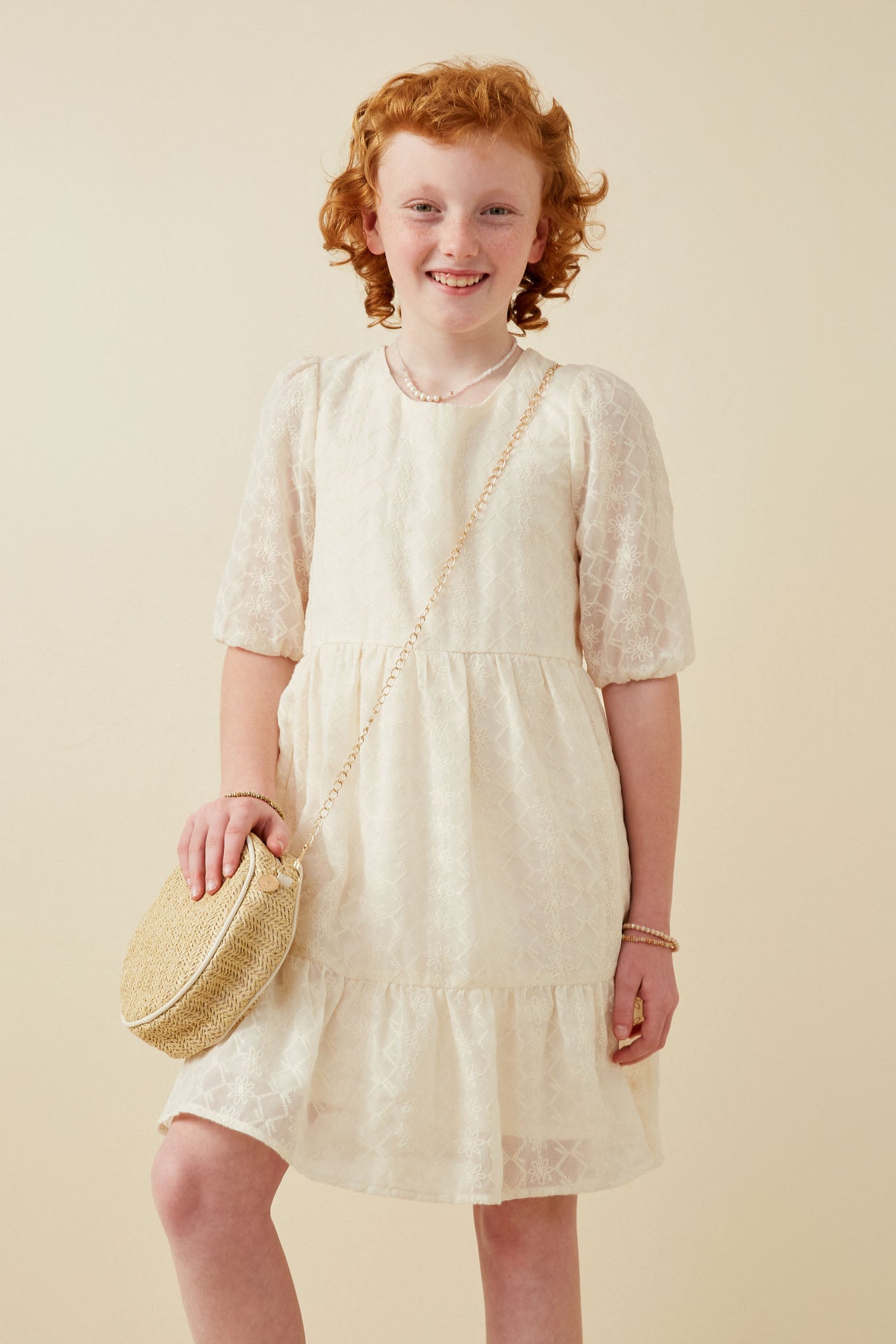 Crochet Detail Tiered Dress for Girls