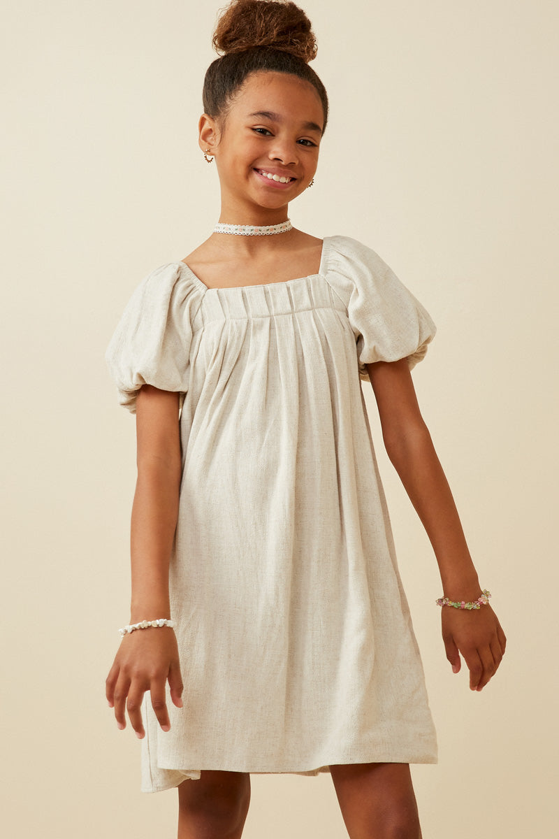 Girls Puff Sleeve Dress | Cute Girls' Clothes Beige / S Beige *Girl's Dresses Midi Dresses Hayden Girls Girls Puff Sleeve Dress | Cute Girls' Clothes Beige / S Beige *Girl's Dresses Midi Dresses Hayden Girls