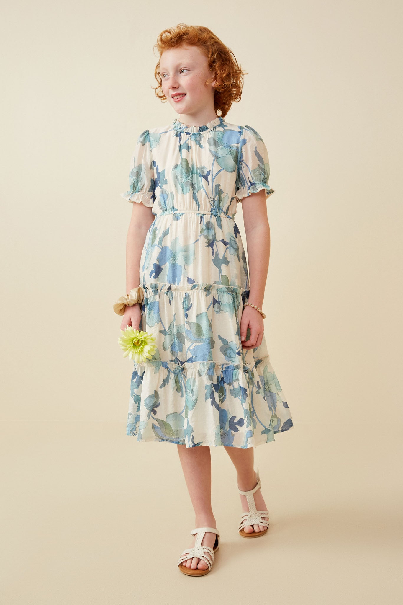 Girls Textured Floral Dress