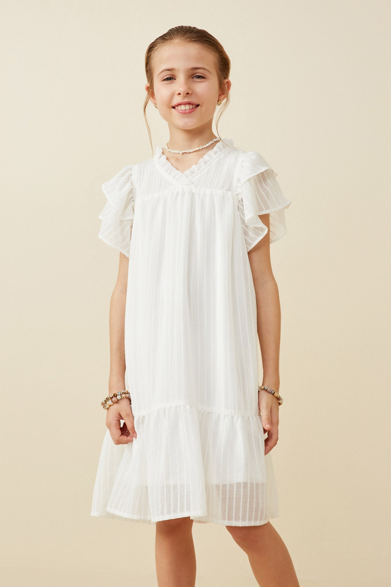 white christmas dresses Cute White Sequin Ruffle A-Line Dress for Girls - White / 3-4 Years (110cm) main image 1