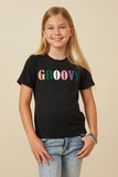 Girls French Terry Groovy Verbiage Tee Front
