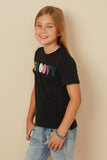 Girls French Terry Groovy Verbiage Tee Side