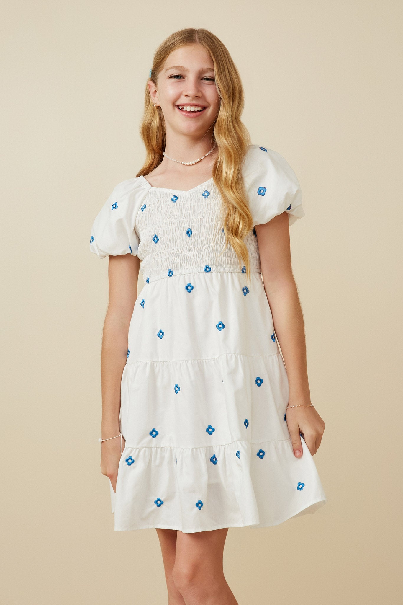 Girls Floral Puff Sleeve Dresses