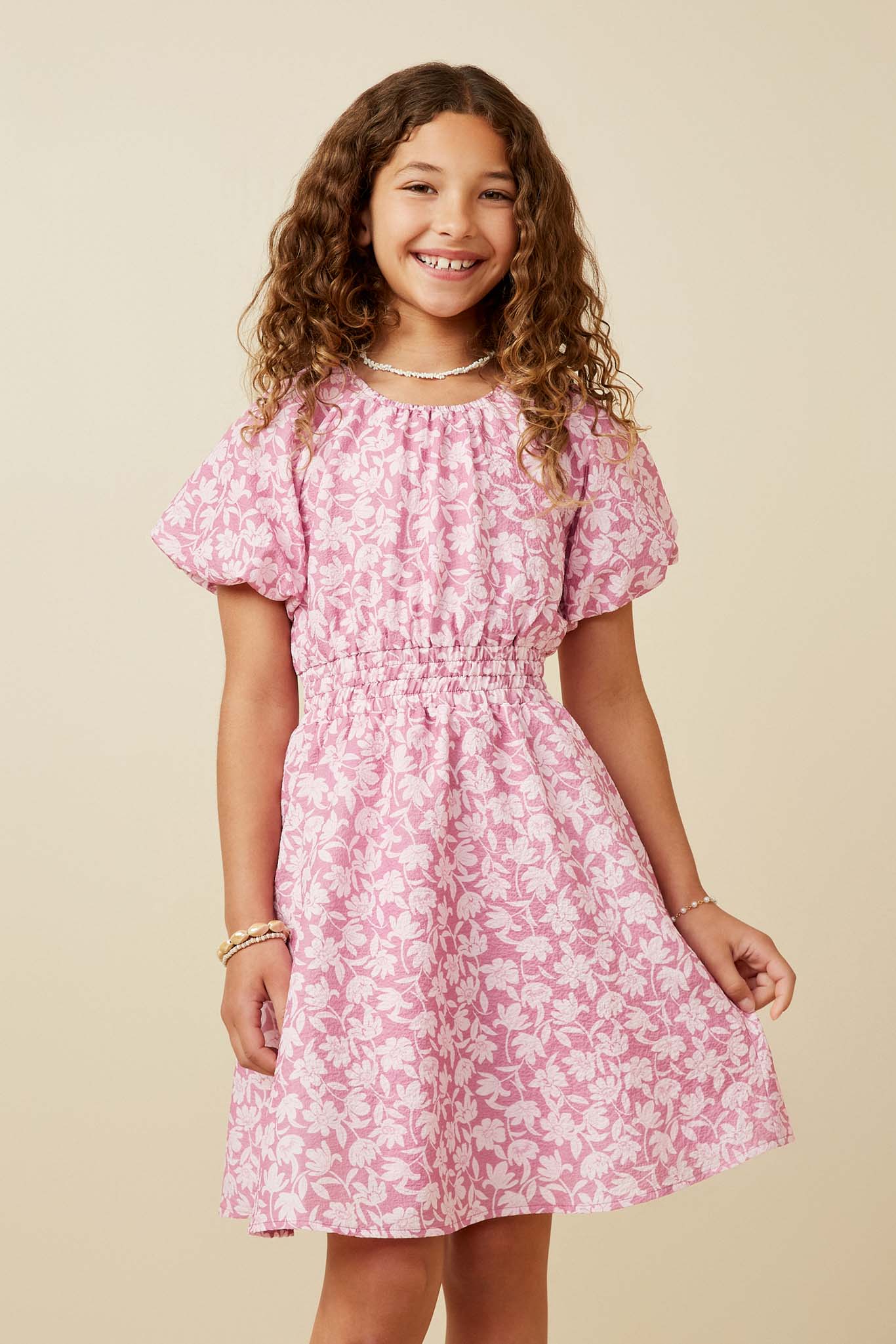 Girl Floral Puff Sleeve Dress