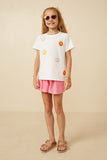 GY7311 Off White Girls Multi Floral Patched Knit Tee Full Body