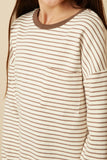 Girls Soft Stripe Knit Contrast Banded Long Sleeve Tee Detail