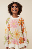 Girls Retro Daisy Knit Pullover Sweater Front
